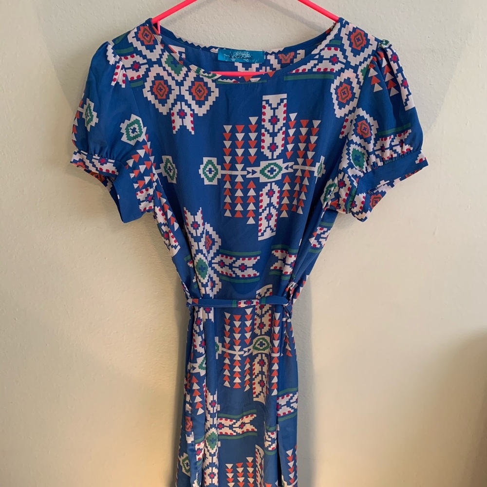 Cute blue dress with fun pattern